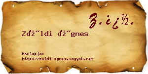 Zöldi Ágnes névjegykártya